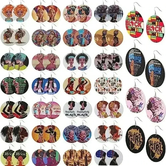 2 Pairs Juneteenth African Earrings - Picture 2 of 6